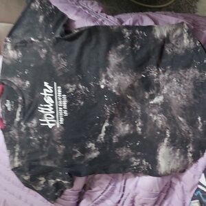 Hollister Black & Grey Tie-Dye Mens T Shirt SZ S